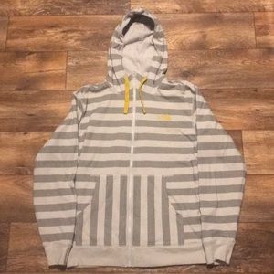 The North Face DkLt Gray Striped Hoodie Zip Jacket